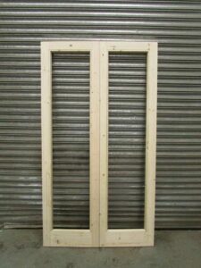 Pair of wooden french doors unglazed