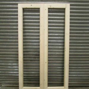Pair of wooden french doors unglazed