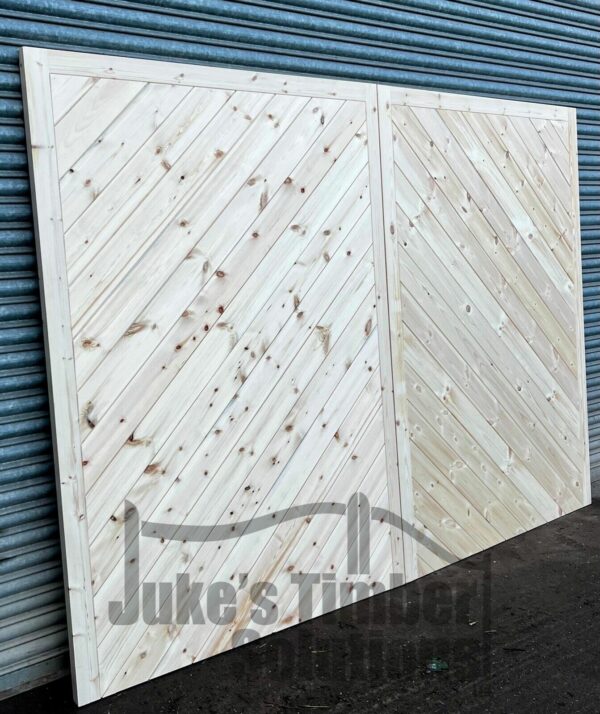 Side View of Herringbone Wooden Garage Door