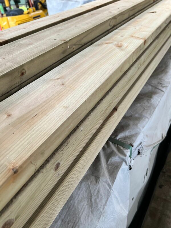 Stacked lengths of tanalised CLS timber