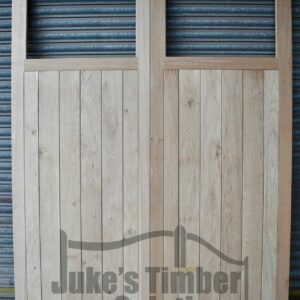 Oak single pane wooden garage doors