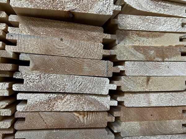 Stacked Untreated Redwood Tongue and Groove Matchboard