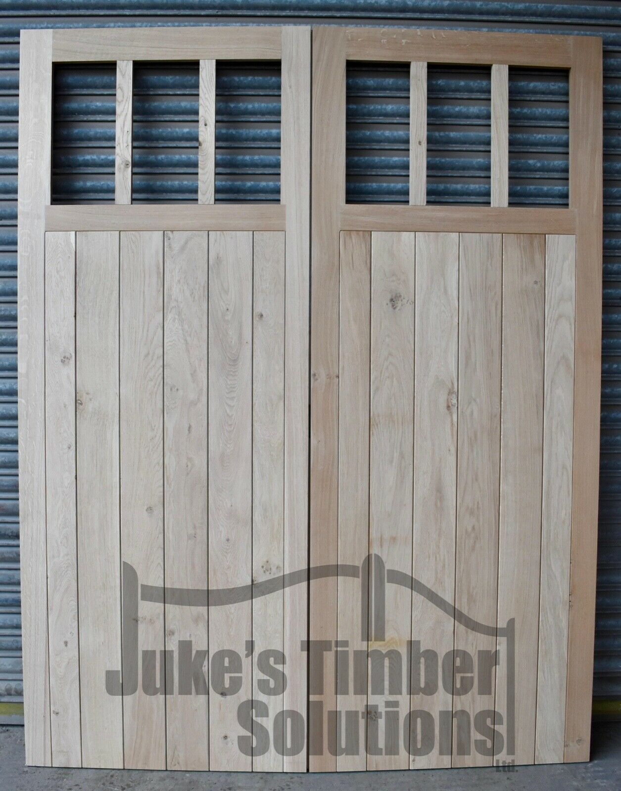 6 Pane Oak Framed, Ledged and Braced Garage Doors