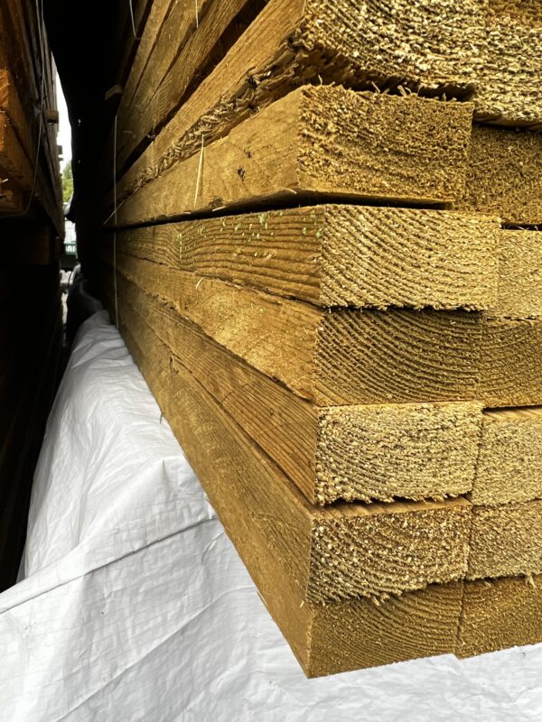 Stacked Lengths of Tanalised Timber Rough Sawn Batons