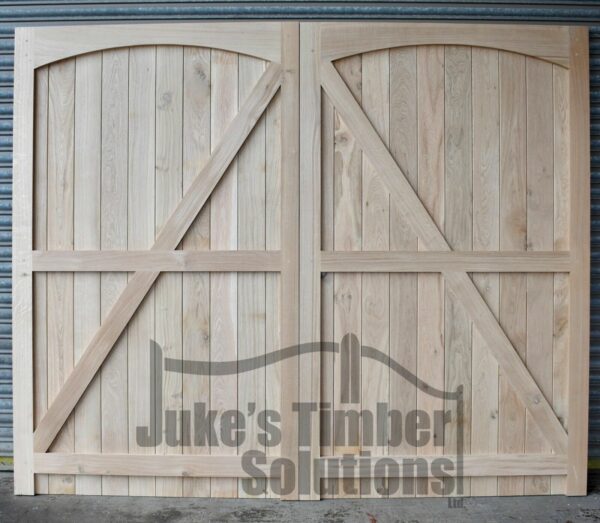 Rear of Curved Framed Hardwood Garage Doors