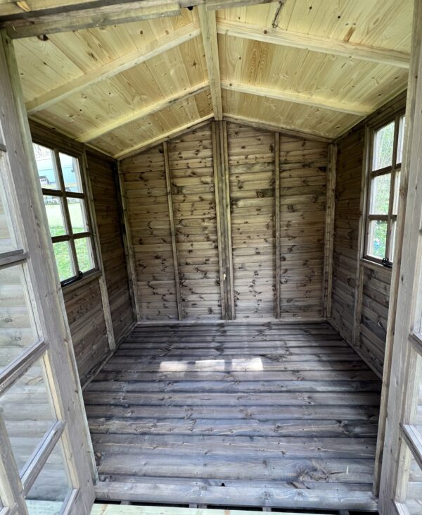 Interior of an 8ft x 8ft wooden summer house