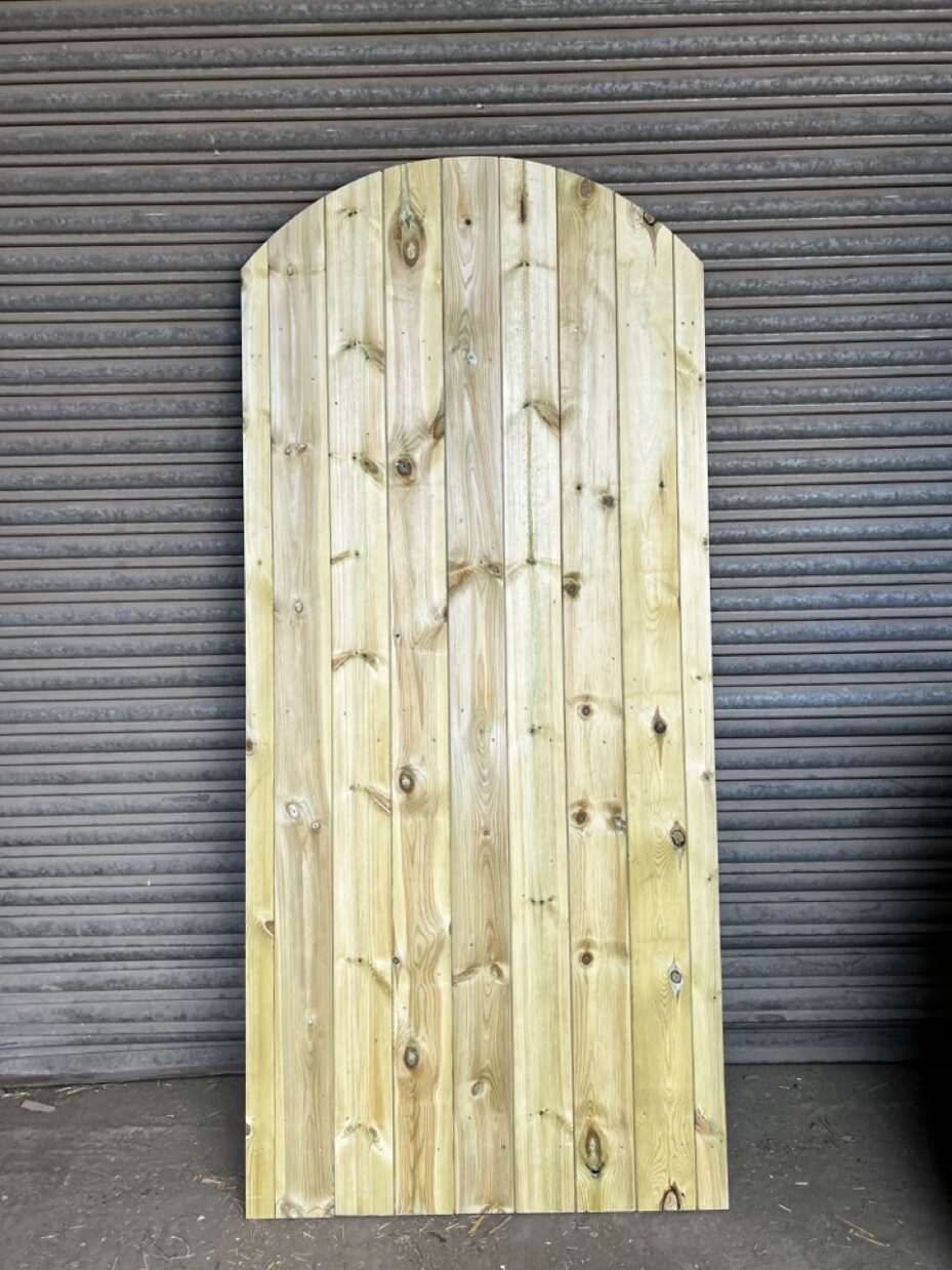 6ft Curved Top Tanalised matchboard garden side gate