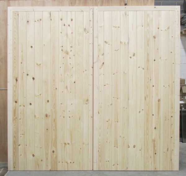 Full board wooden garage doors