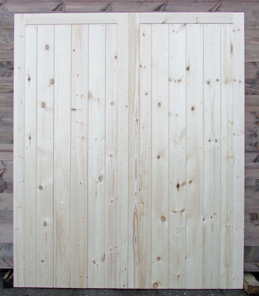 Front of Full Board Wooden Garage Doors