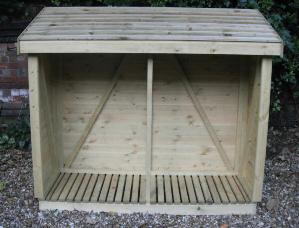 Overview of heavy duty loglap wooden log and wood store