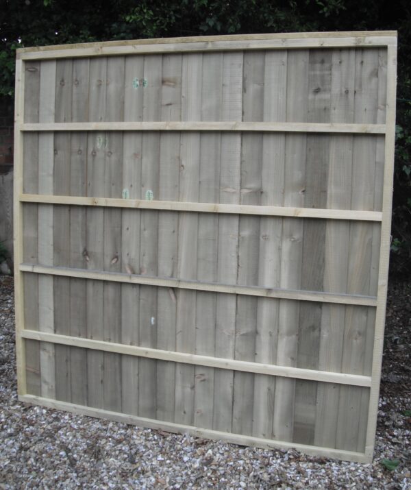 Full image of rear of heavy duty wooden feather edge fence panels