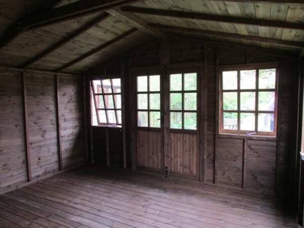 Interior of a wooden 14ft x 12ft summerhouse