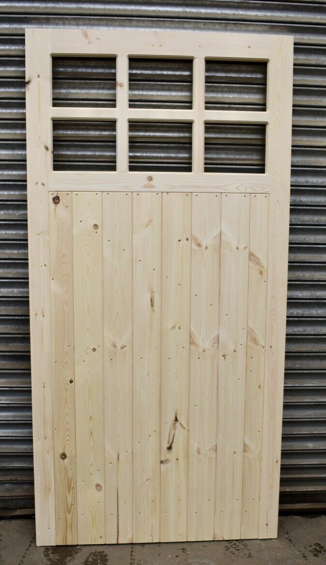 Heavy duty 6 pane wooden garage side door