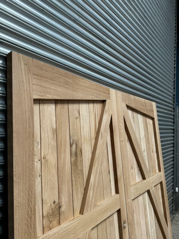 Oak angled framed garage door