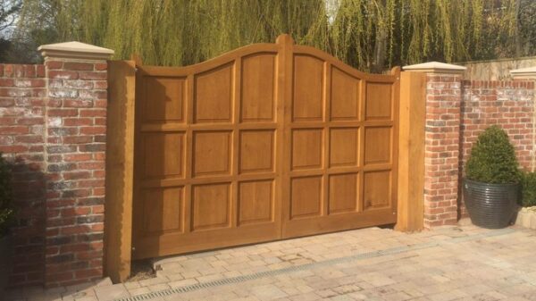Wooden bespoke driveway gates